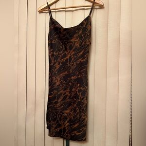 Urban Outfitters Black and Brown Abstract Slip Dress